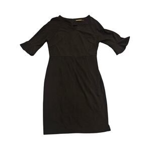 Woosunze Size Large Black Half Sleeve Zip Closure Dress